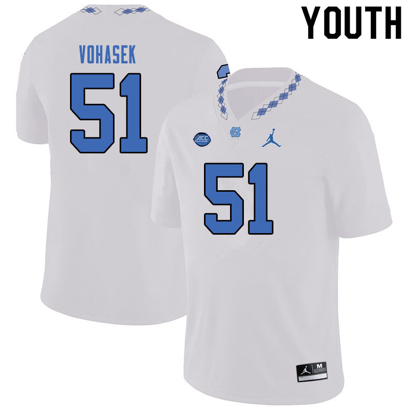 Jordan Brand Youth #51 Raymond Vohasek North Carolina Tar Heels College Football Jerseys Sale-White